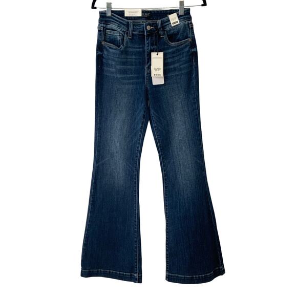 Judy Blue Denim - Judy Blue High Waist Classic Contrast Flare Denim for Tall Women